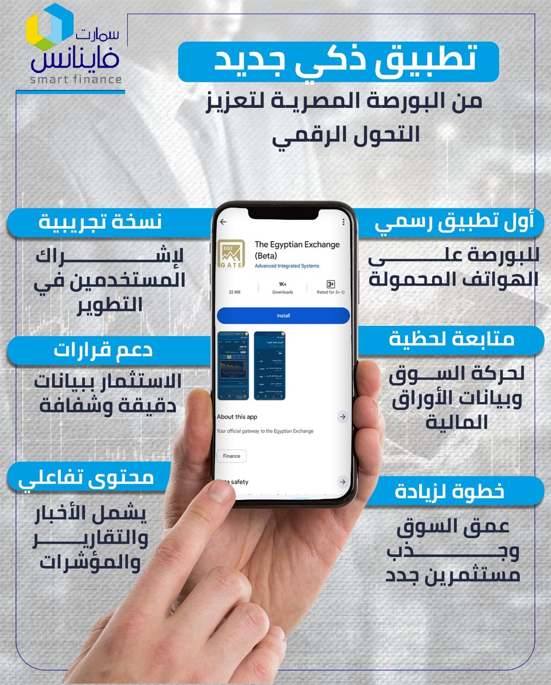 تطبيق ذكي جديد من البورصة المصرية لتعزيز التحول الرقمي