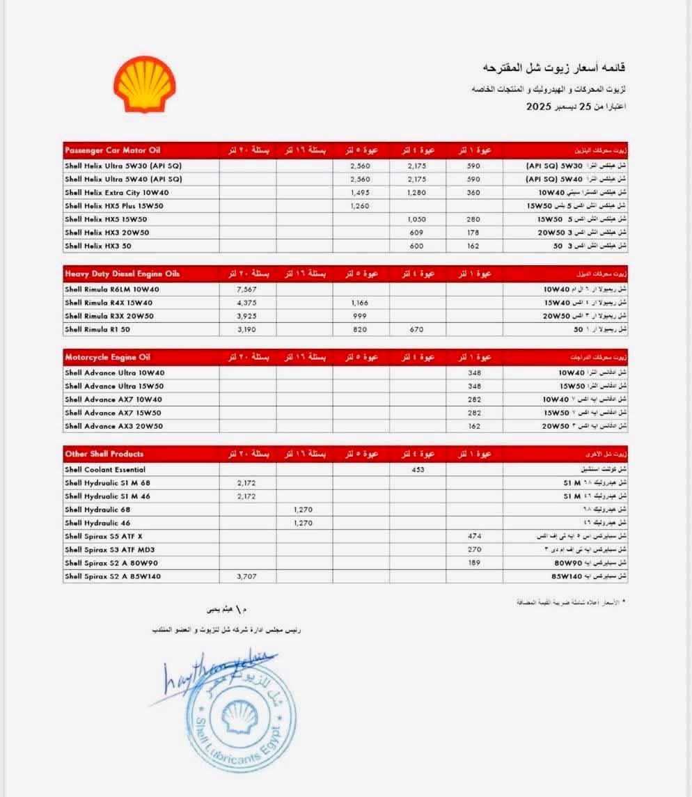 اسعار زيوت شل
