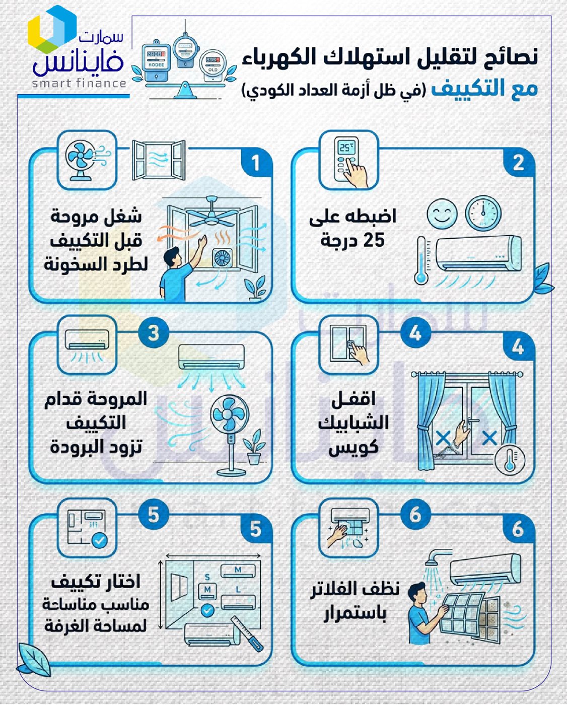 بعد أزمة العداد الكودي نصائح لتقليل استهلاك الكهرباء مع التكييف