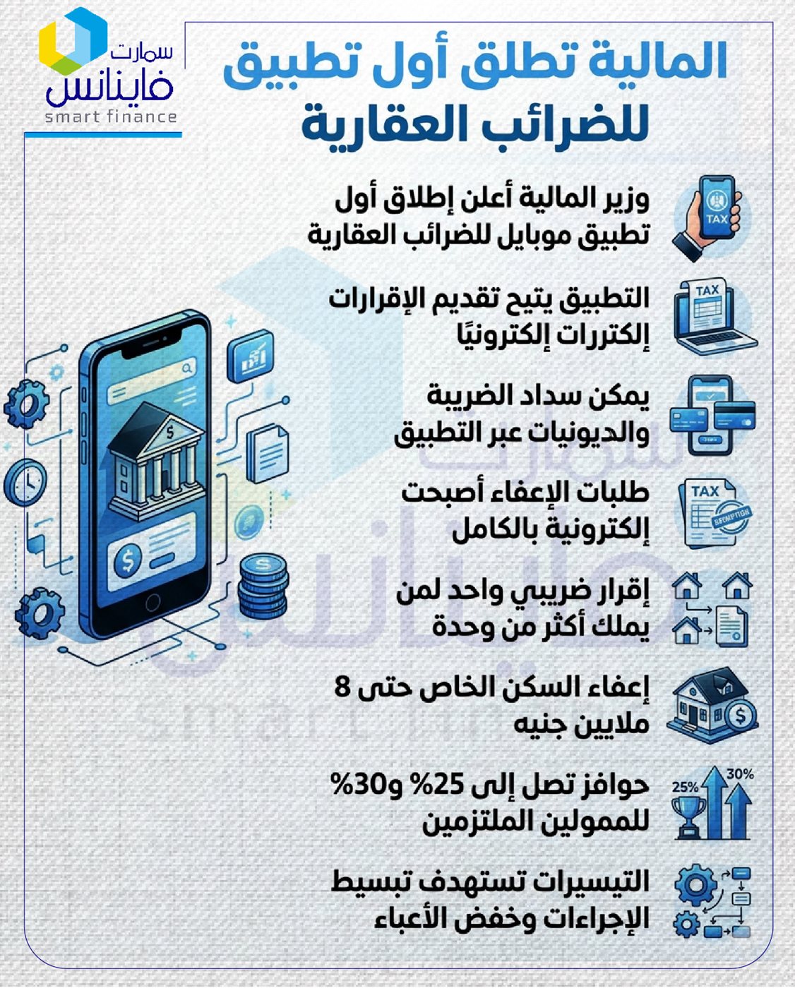 المالية تطلق أول تطبيق للضرائب العقارية