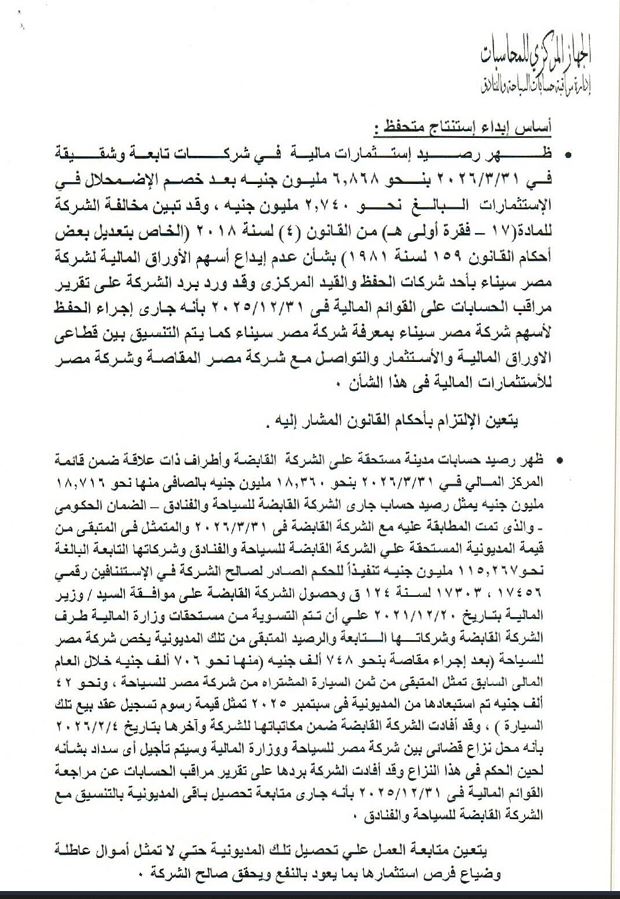 تفاصيل ملاحظات الجهاز المركزي على مصر للفنادق