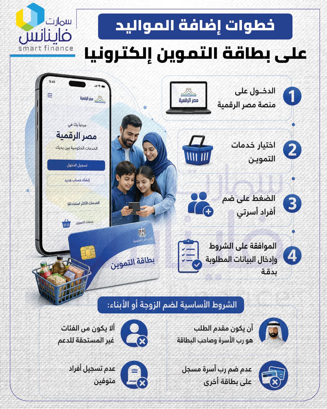 خطوات إضافة المواليد على بطاقة التموين إلكترونيا