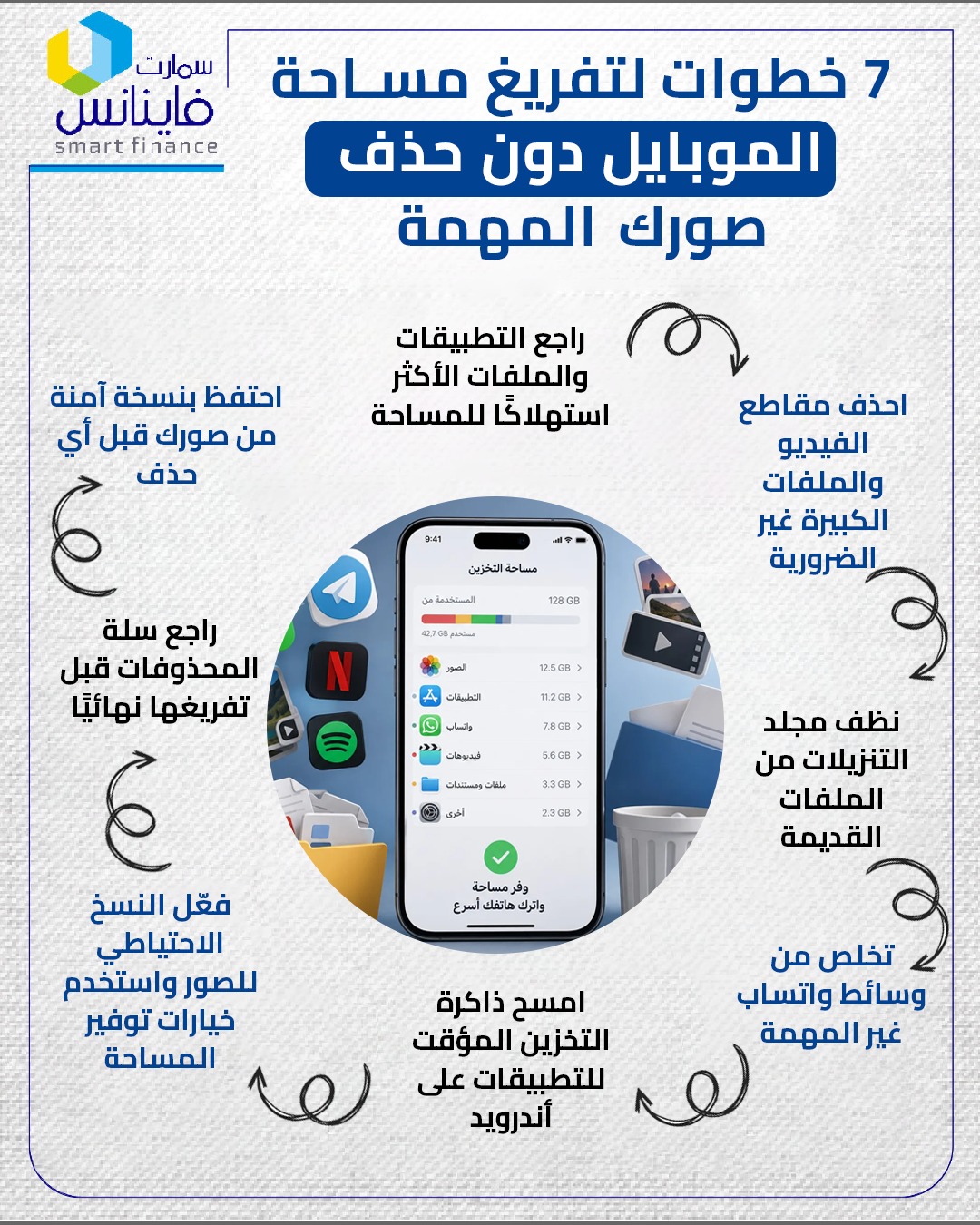 7 خطوات لتفريغ مساحة الموبايل دون حذف صورك المهمة