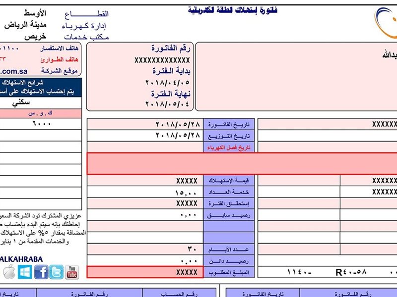 معرفه فاتوره الكهرباء