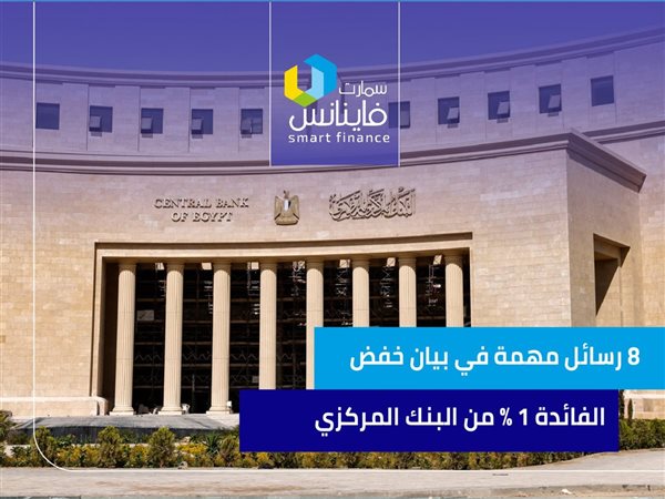 8 رسائل مهمة في بيان خفض الفائدة 1% من البنك المركزي المصري | إنفوجراف