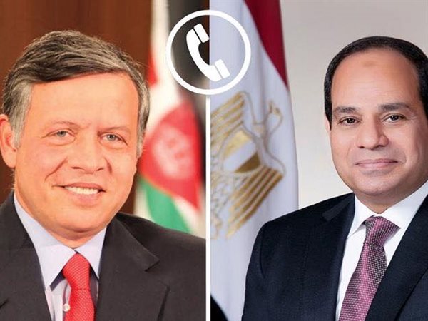 السيسي والملك عبدالله يبحثان هاتفياً سبل خفض التصعيد والتوتر بالمنطقة 