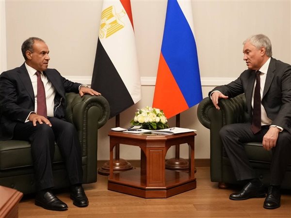 بدر عبد العاطي يبحث تعزيز التعاون البرلماني مع رئيس مجلس الدوما الروسي
