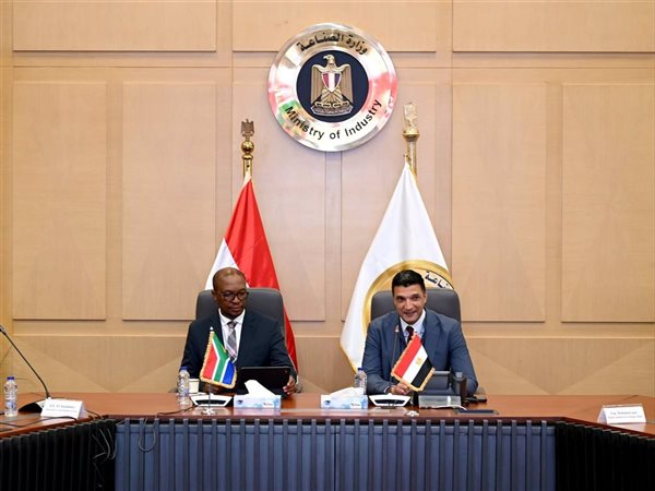 وزير الصناعة يبحث مع نظيره الجنوب إفريقي تعزيز التكامل الصناعي والتعاون في السيارات والأدوية
