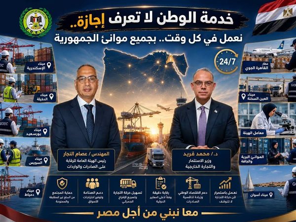 الرقابة على الصادرات والواردات تواصل العمل بالإجازات لضمان انسيابية التجارة وحماية الأسواق المصرية