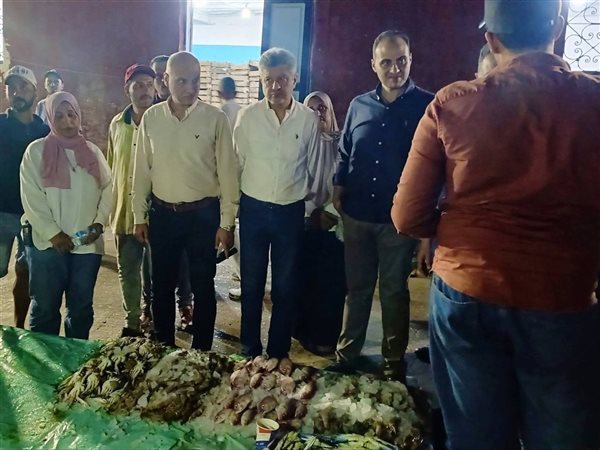 محافظ دمياط ورئيس الغرفة التجارية يتفقدان حلقة السمك بعزبة البرج لمتابعة حركة التداول
